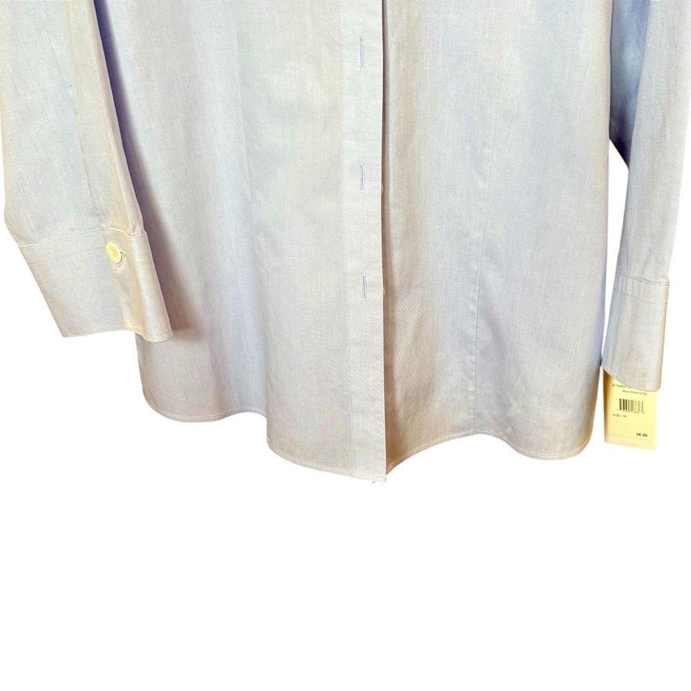 Foxcroft Non-Iron Blouse Light Blue 16 Cotton NWT - Picture 7 of 9